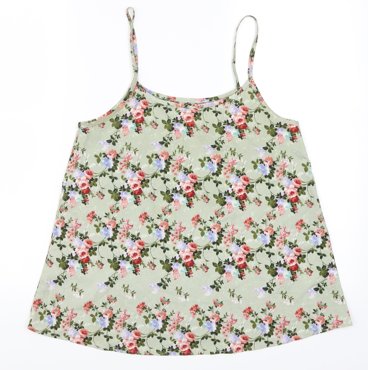 Peacocks Womens Green Floral  Basic Tank Size 8