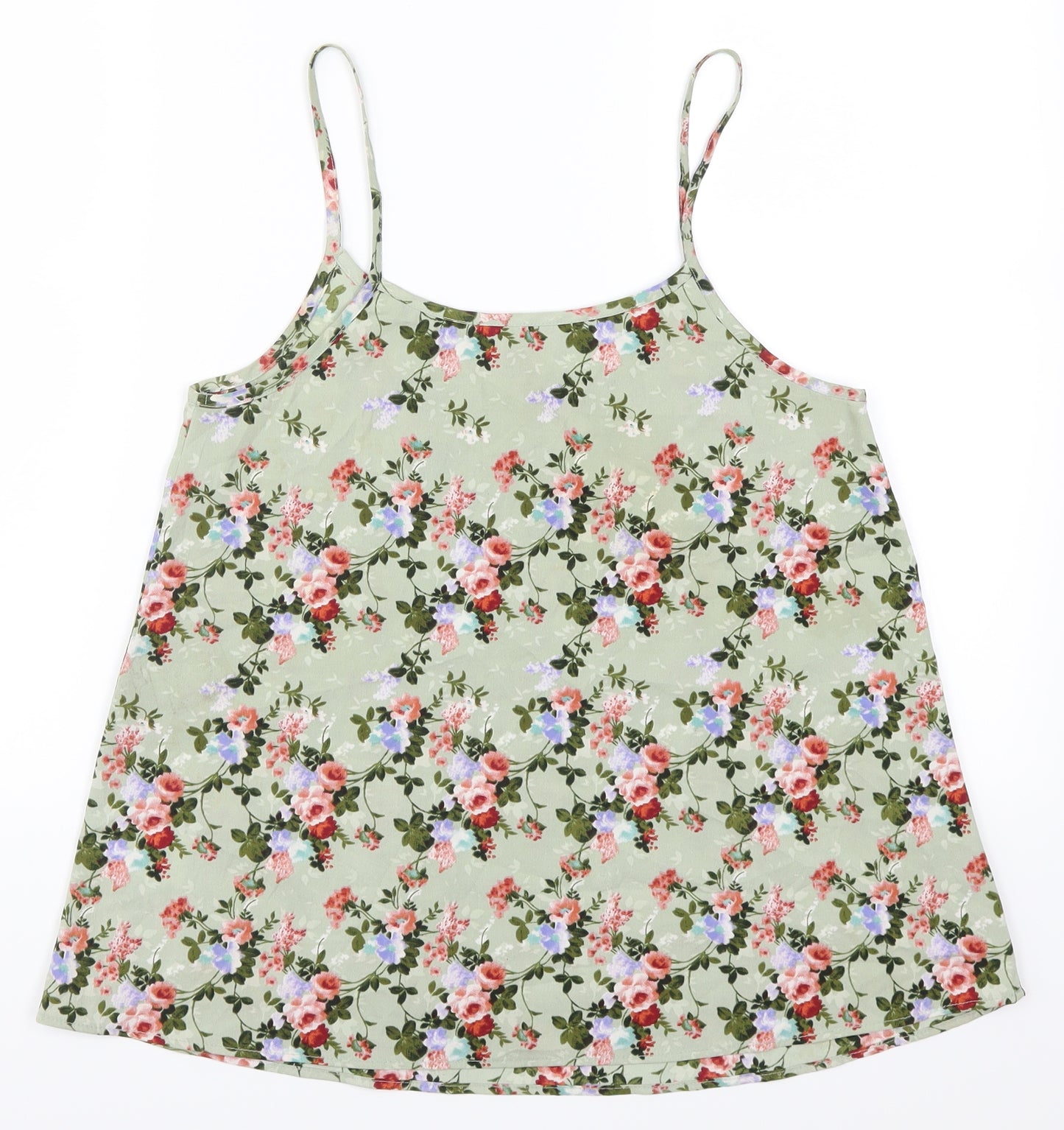 Peacocks Womens Green Floral  Basic Tank Size 8