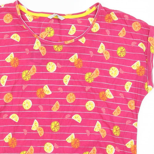 George Womens Pink Striped  Basic T-Shirt Size 14  - Lemon Print