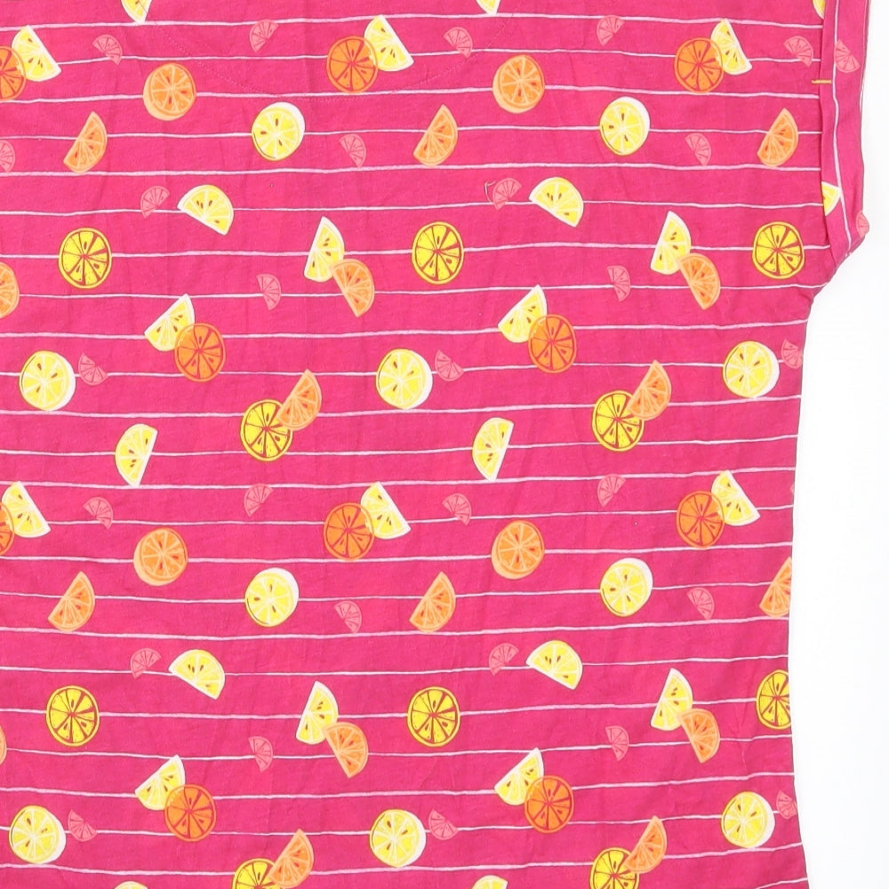 George Womens Pink Striped  Basic T-Shirt Size 14  - Lemon Print