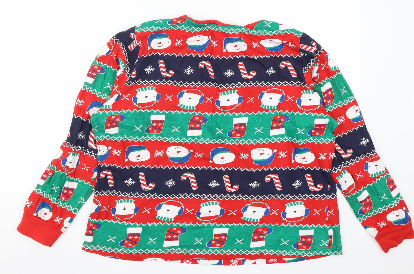 Preworn Womens Multicoloured Geometric  Top Pyjama Top Size 16  - Christmas Prints