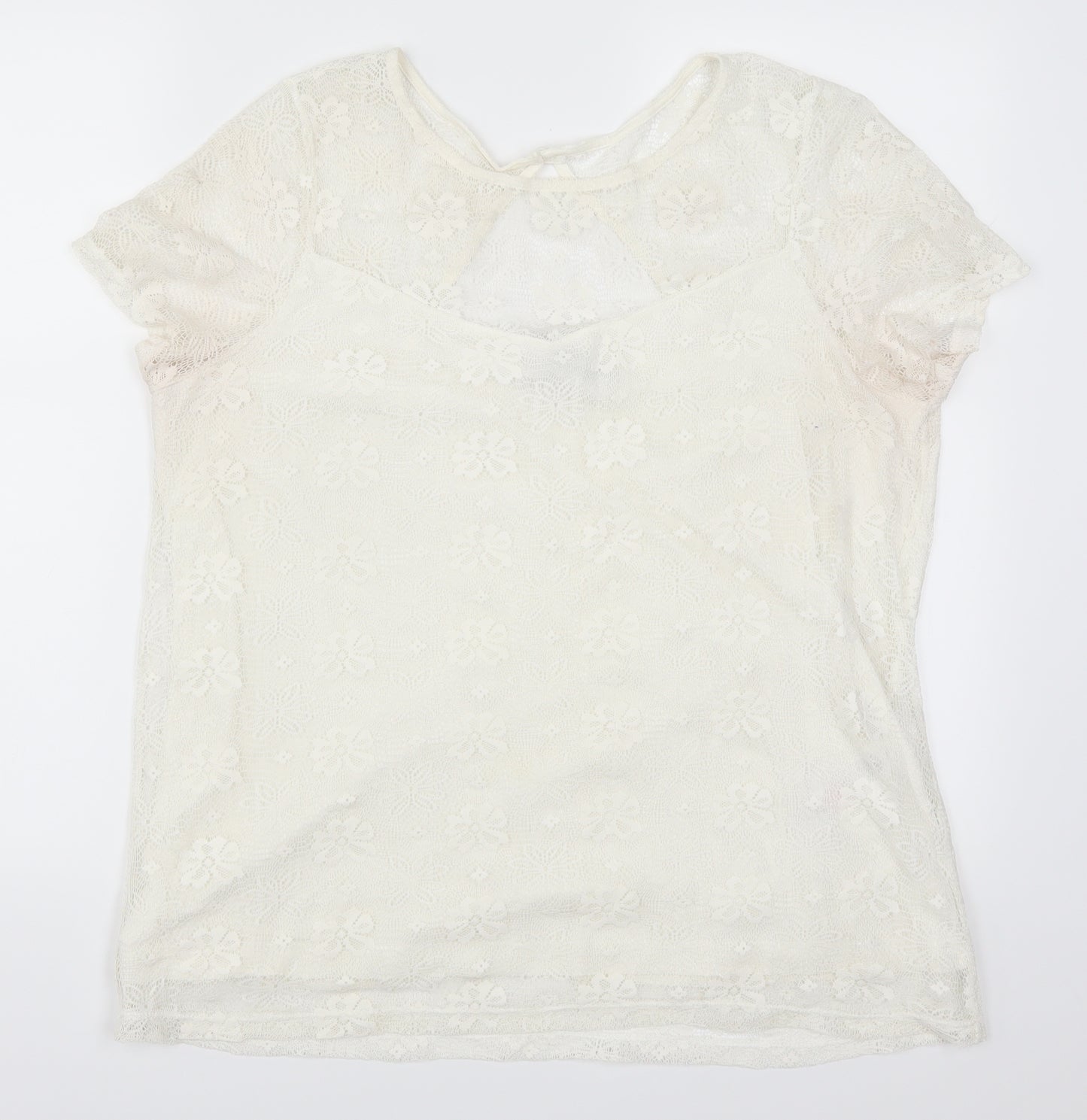 Dorothy Perkins Womens White  Lace Basic T-Shirt Size 18