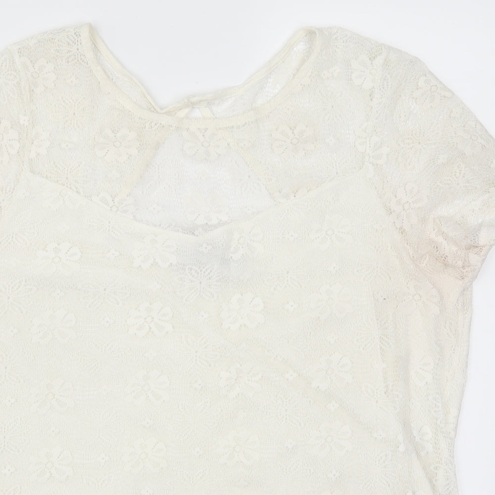 Dorothy Perkins Womens White  Lace Basic T-Shirt Size 18