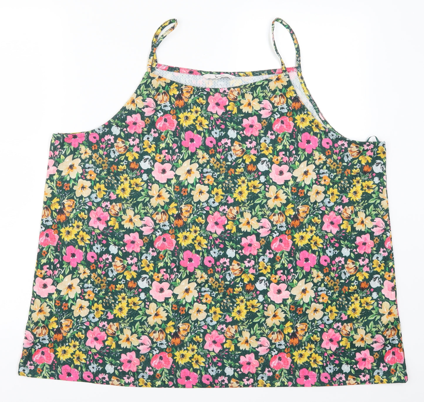 TU Womens Green Floral  Basic Tank Size 18