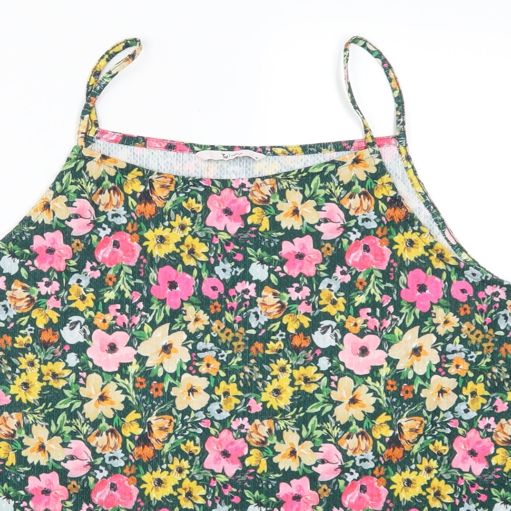 TU Womens Green Floral  Basic Tank Size 18
