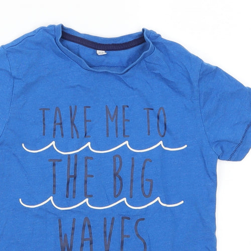 Marks and Spencer Boys Blue   Basic T-Shirt Size 5-6 Years  - Take Me To The Big Waves