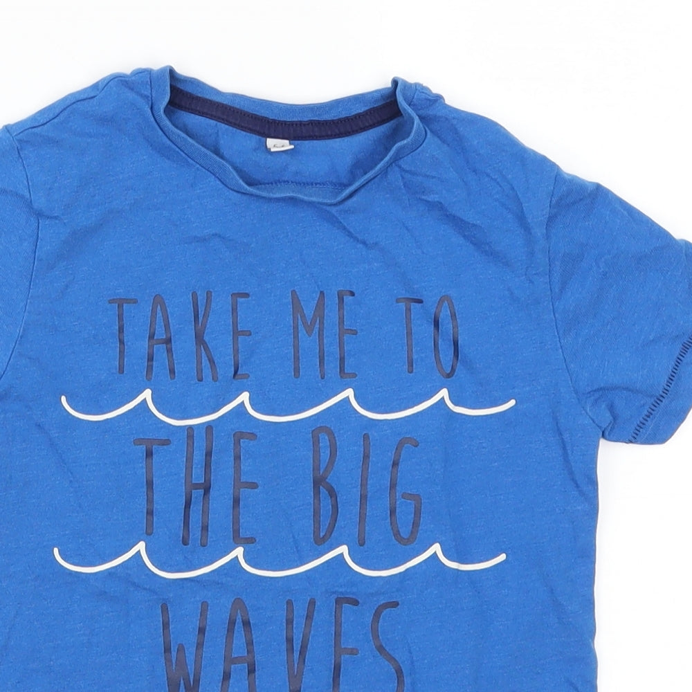 Marks and Spencer Boys Blue   Basic T-Shirt Size 5-6 Years  - Take Me To The Big Waves