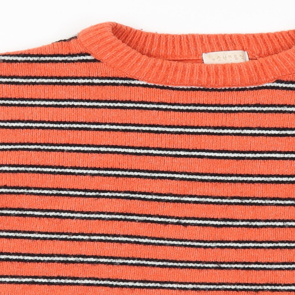 Lauren Taylor Womens Pink Striped  Pullover Jumper Size L