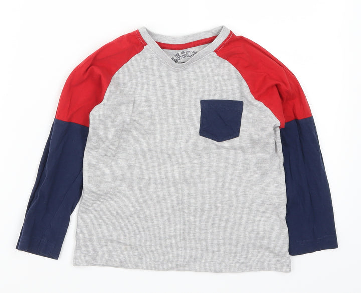 Matalan Boys Blue Colourblock Basic T-Shirt Size 7 Years - Red and Grey