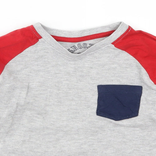 Matalan Boys Blue Colourblock  Basic T-Shirt Size 7 Years  - Red and Grey