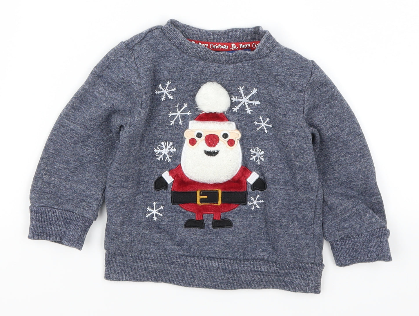 F&F Boys Blue   Basic T-Shirt Size 18-24 Months  - Santa Claus