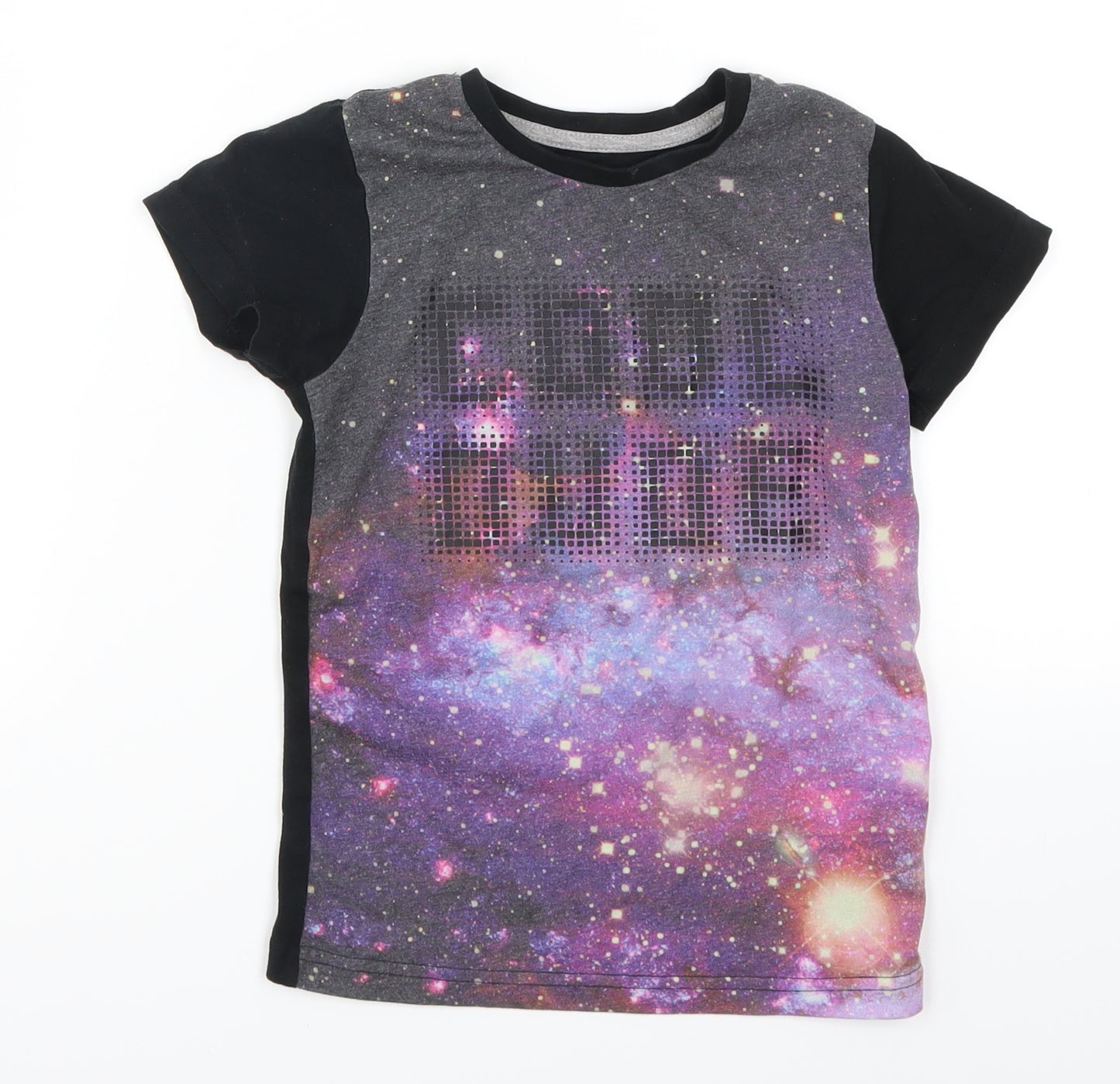 Matalan Boys Purple   Basic T-Shirt Size 5 Years  - Cool Dudes Galaxy Print