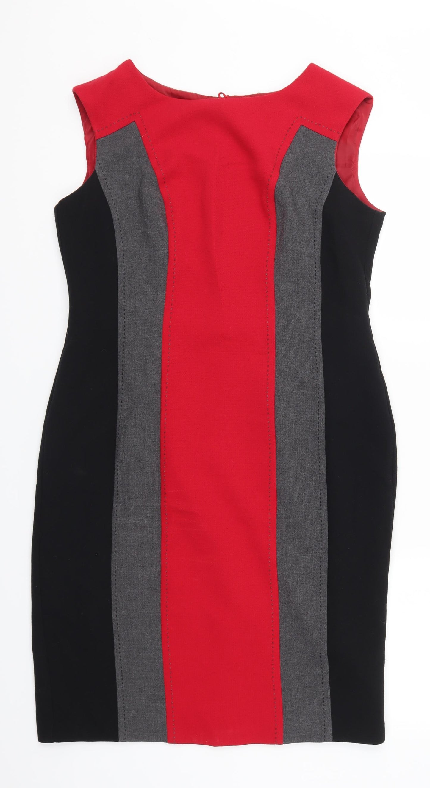 Marks and Spencer Womens Red Striped  Pencil Dress  Size 14