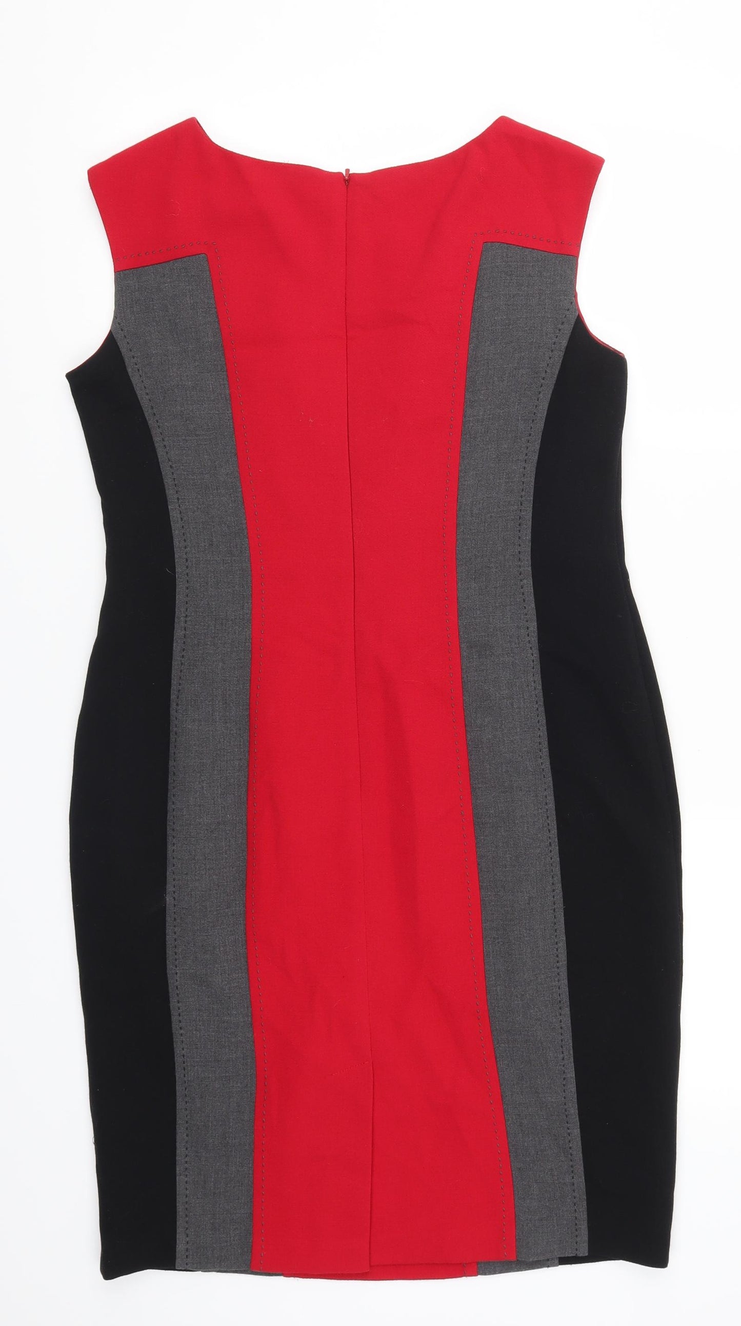 Marks and Spencer Womens Red Striped  Pencil Dress  Size 14