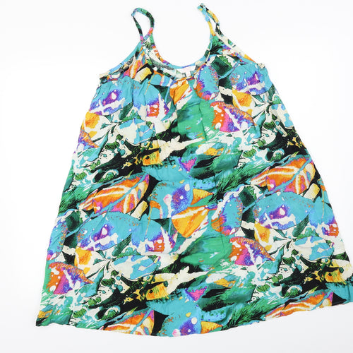 Papaya  Womens Green Floral  Basic T-Shirt Size M