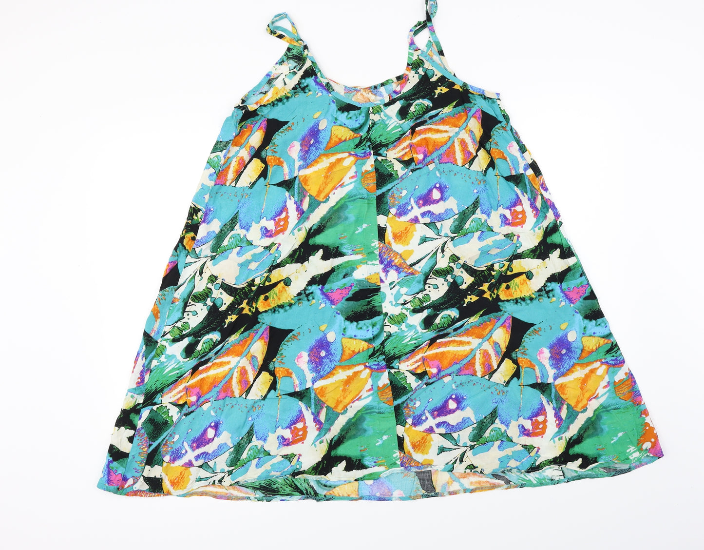 Papaya  Womens Green Floral  Basic T-Shirt Size M