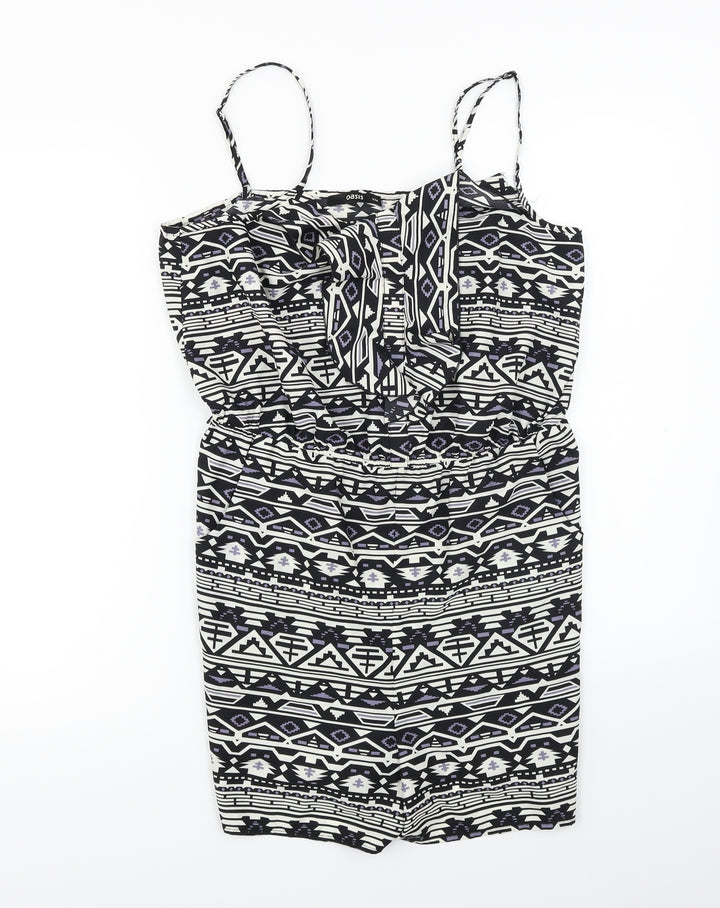 Oasis  Womens Black Herringbone  Jumpsuit One-Piece Size 8