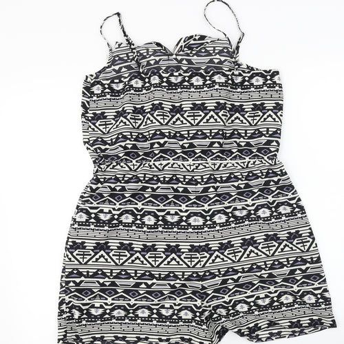 Oasis  Womens Black Herringbone  Jumpsuit One-Piece Size 8