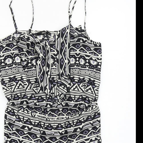 Oasis  Womens Black Herringbone  Jumpsuit One-Piece Size 8
