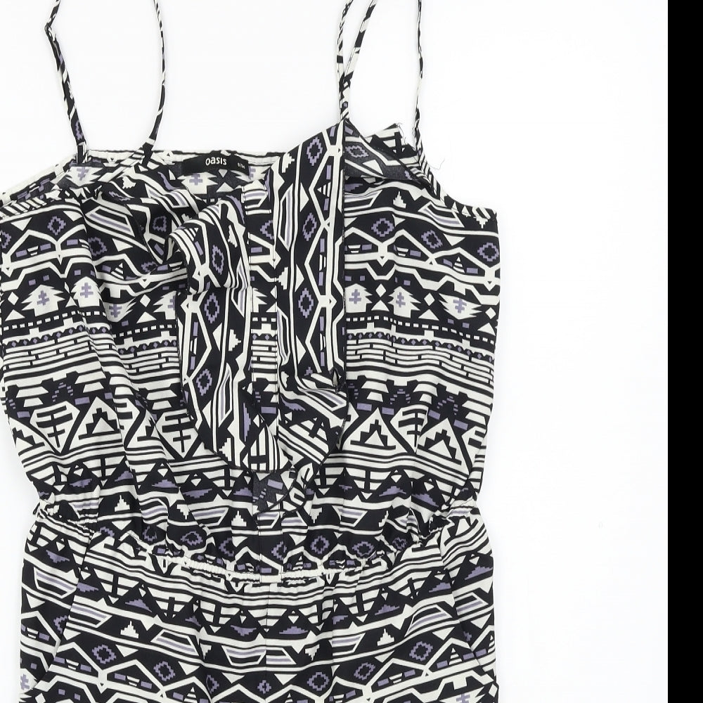 Oasis  Womens Black Herringbone  Jumpsuit One-Piece Size 8
