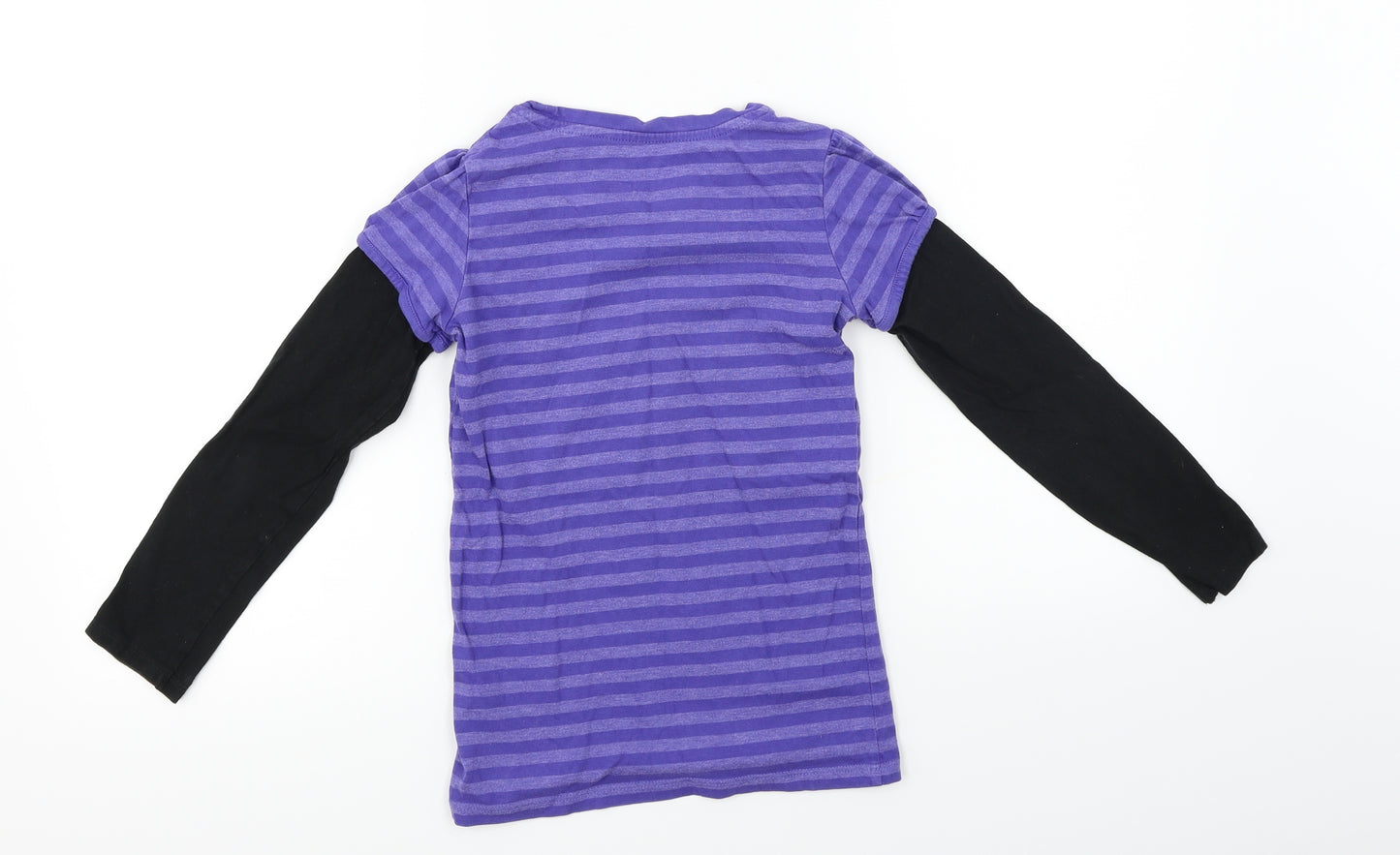 Tinkerbell  Girls Purple Striped  Basic T-Shirt Size 7-8 Years