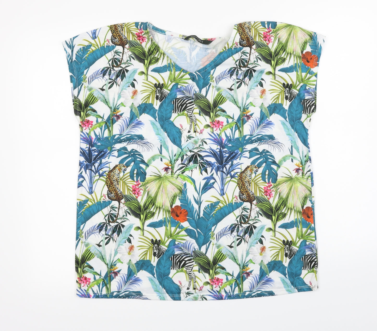 love tees  Womens Blue Floral  Basic T-Shirt Size 16