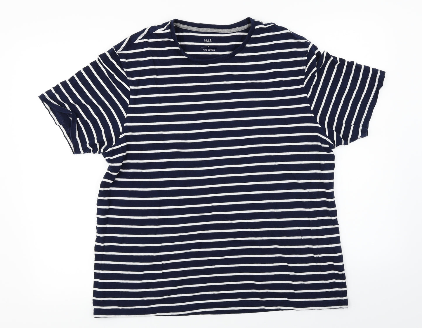 Marks and Spencer  Womens Blue Striped  Basic T-Shirt Size M