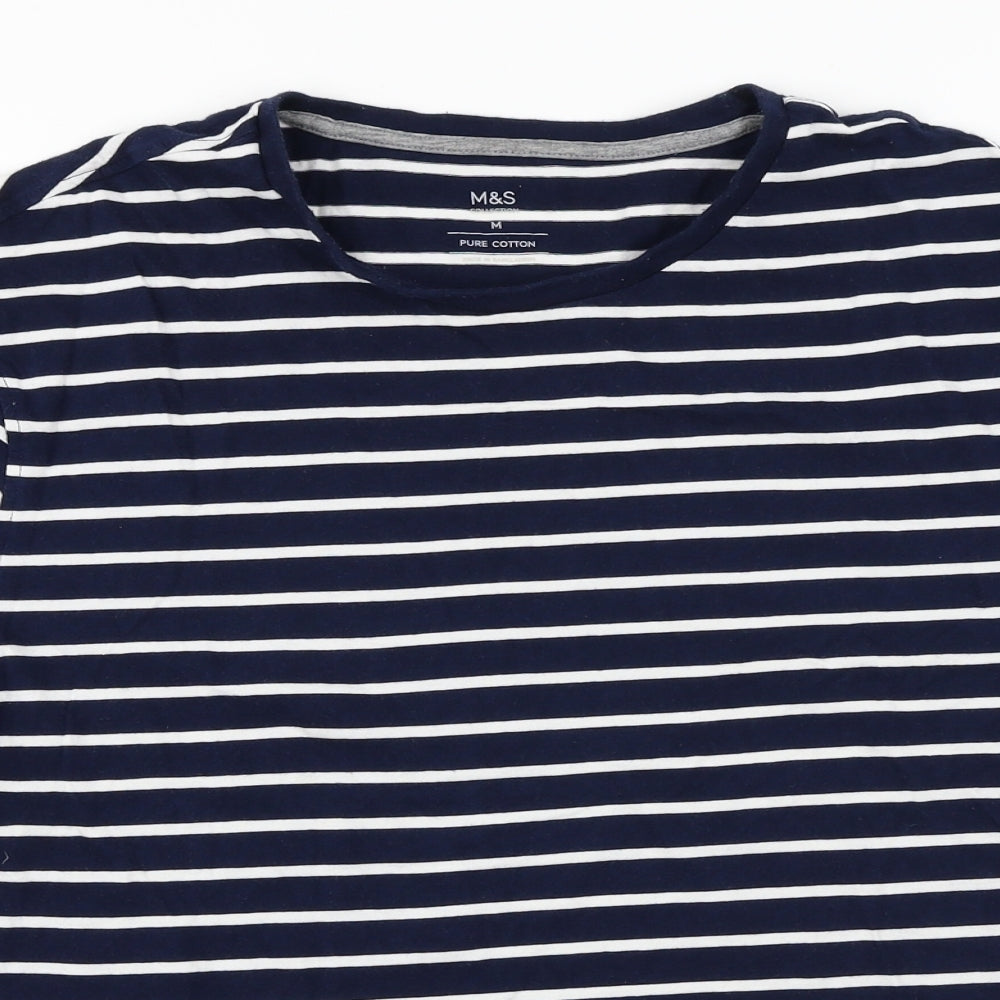 Marks and Spencer  Womens Blue Striped  Basic T-Shirt Size M