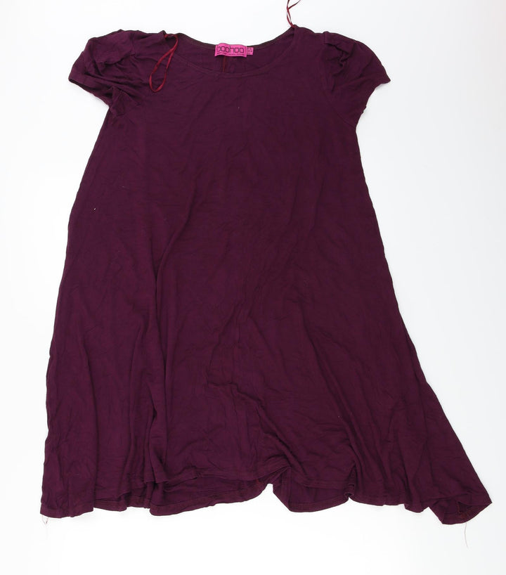 boohoo Womens Purple Basic Blouse Size 10