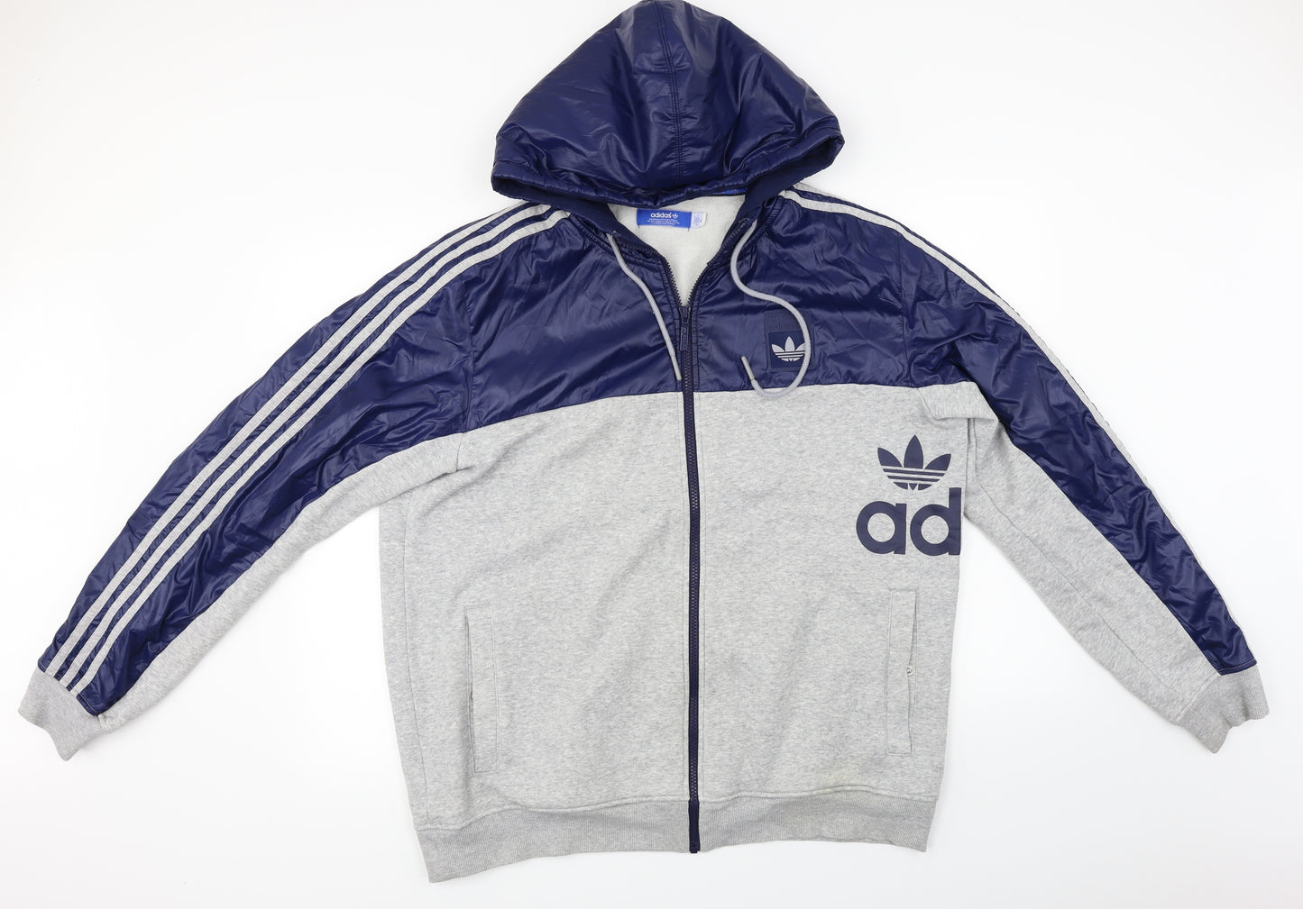 adidas  Mens Grey   Full Zip Hoodie Size XL