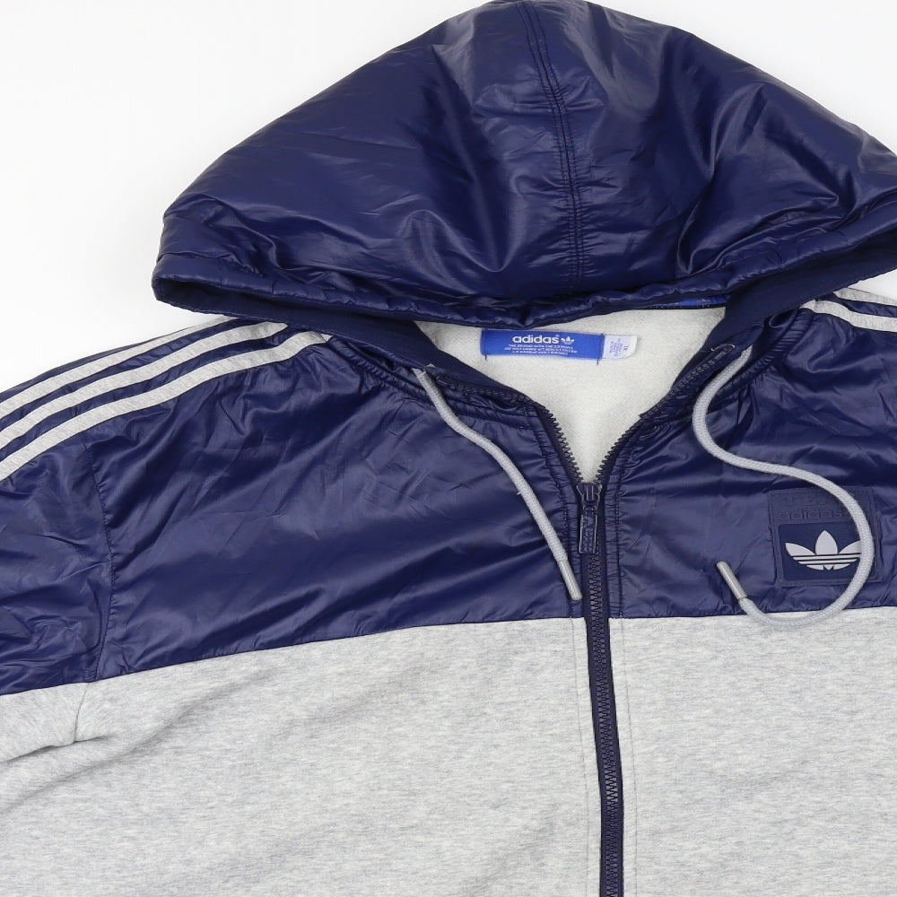 adidas  Mens Grey   Full Zip Hoodie Size XL