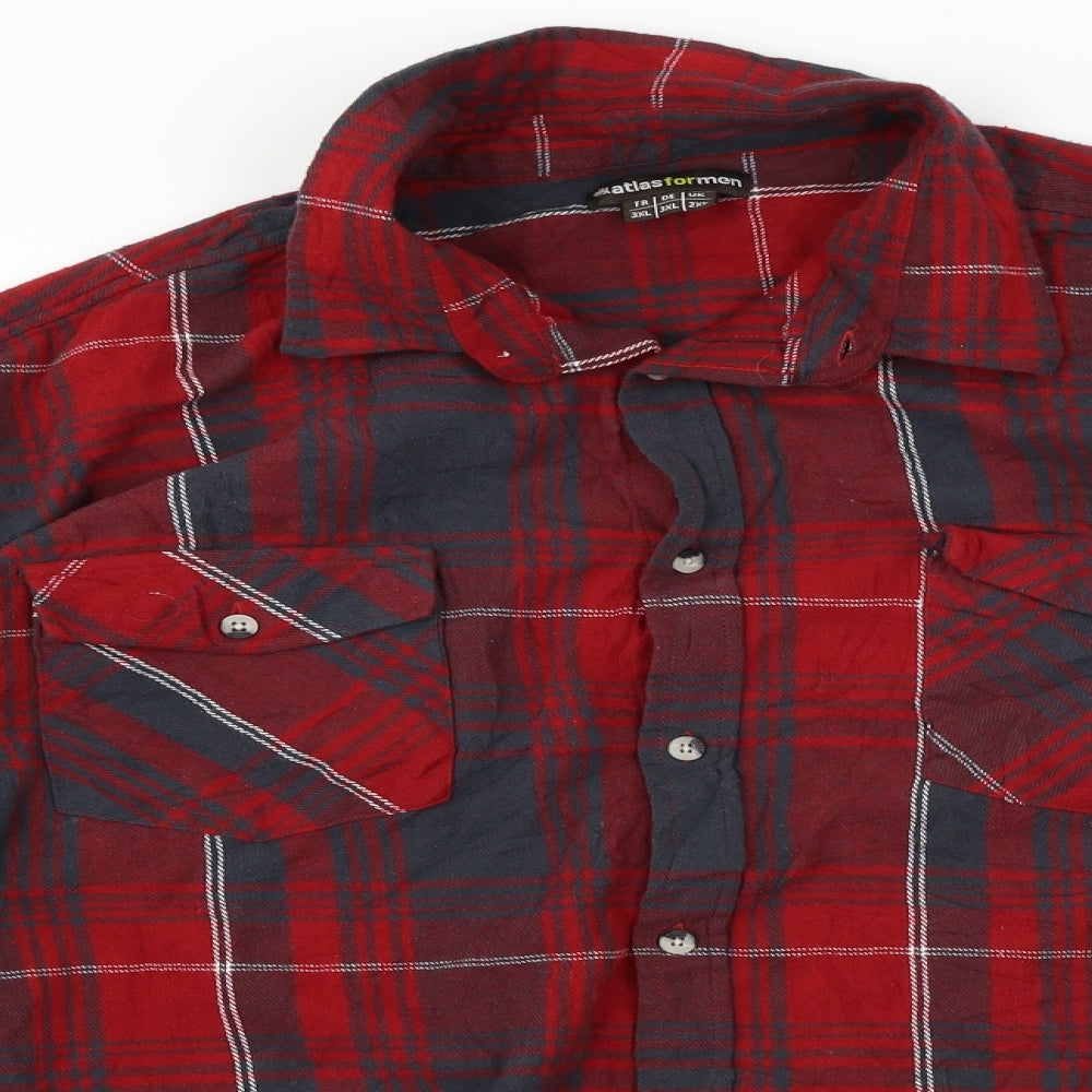 Atlas for Men  Womens Red Check  Basic Button-Up Size 2XL