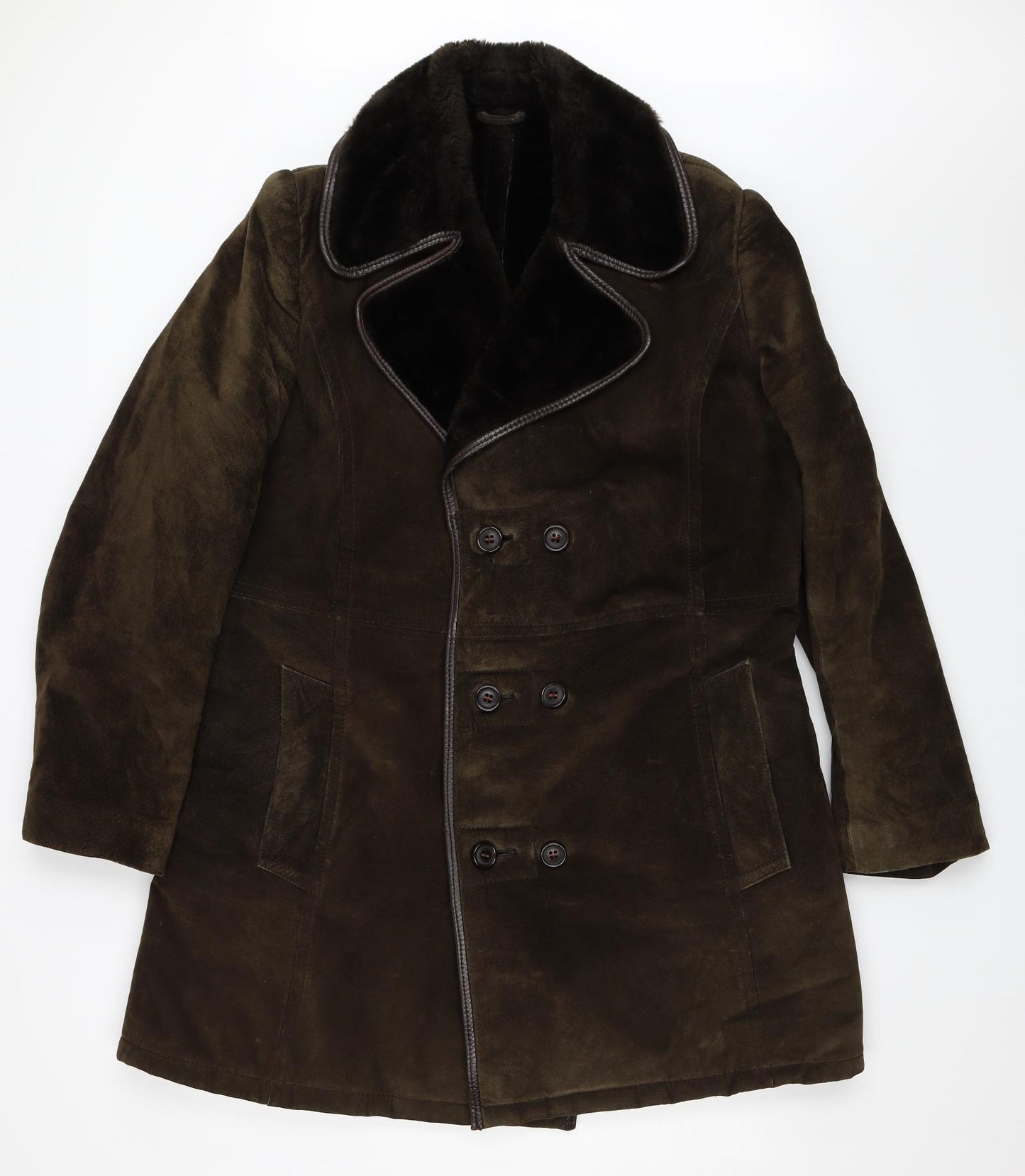 Preworn Mens Brown   Overcoat Coat Size 44
