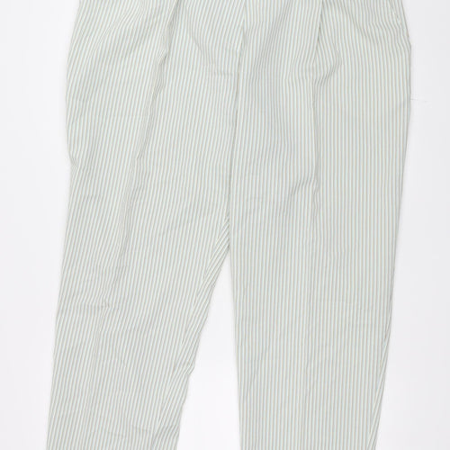 Marks and Spencer Womens Green Striped  Capri Trousers Size 20 L28.5 in