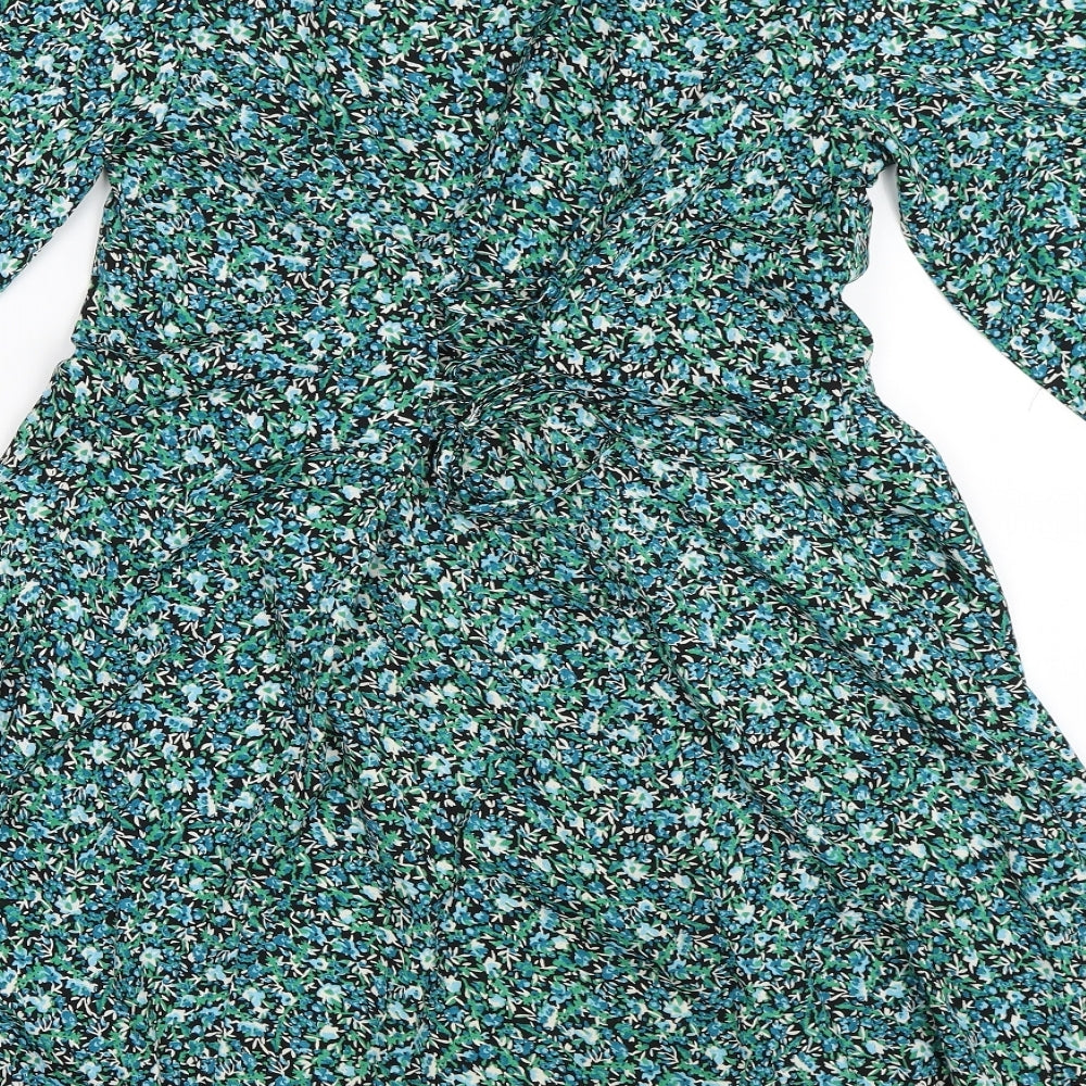 New Look Womens Green Floral  Fit & Flare  Size 6