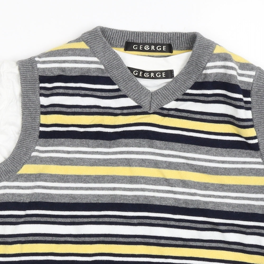 George Boys Grey Striped  Vest Jumper Size 4-5 Years