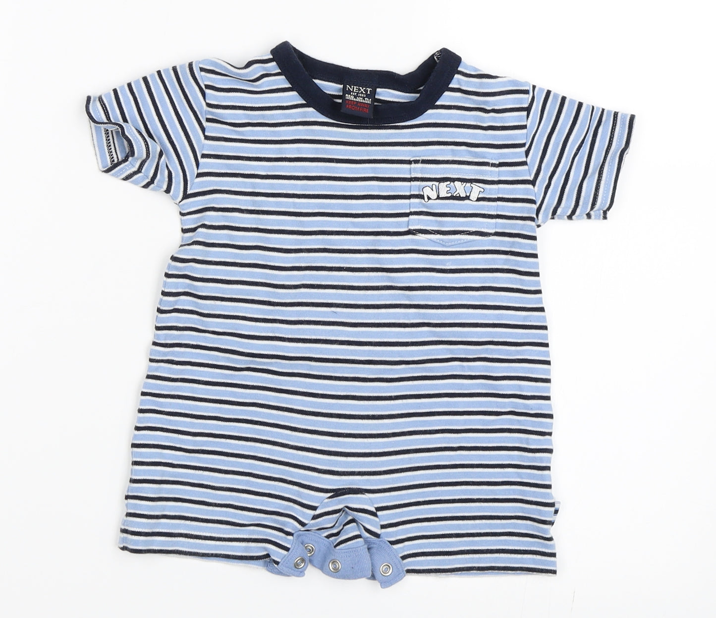 NEXT Boys Blue Striped  Romper One-Piece Size 3-6 Months