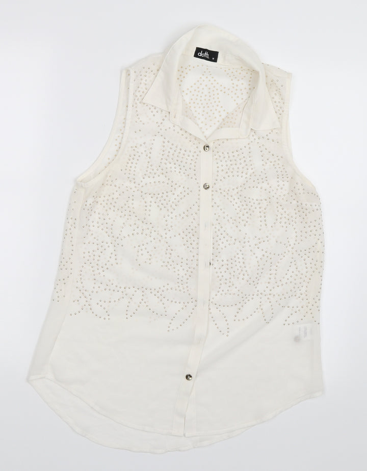 Dotti Womens White   Basic Button-Up Size 10