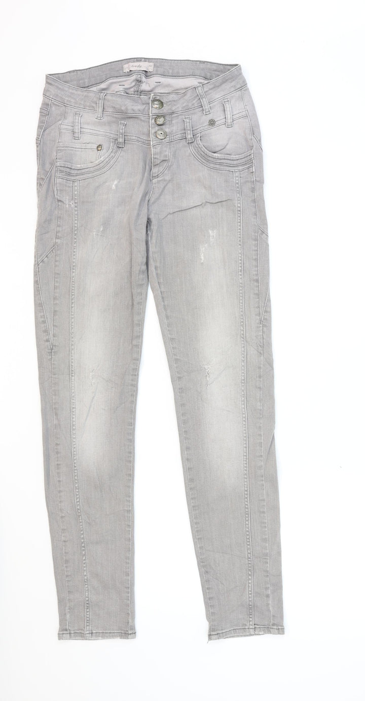 TREDY Womens Grey  Denim Skinny Jeans Size 12 L30 in