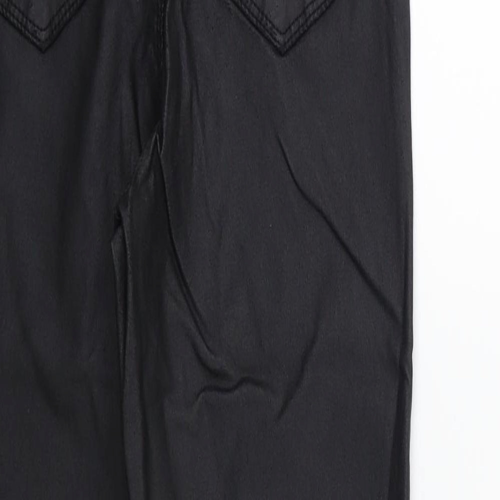 Denim & Co. Womens Black   Trousers  Size 8 L27 in - Wet look