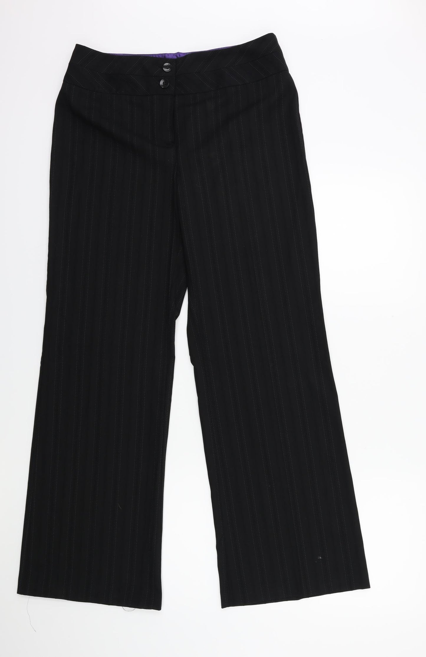 NEXT Womens Black Striped  Trousers  Size 12 L30 in