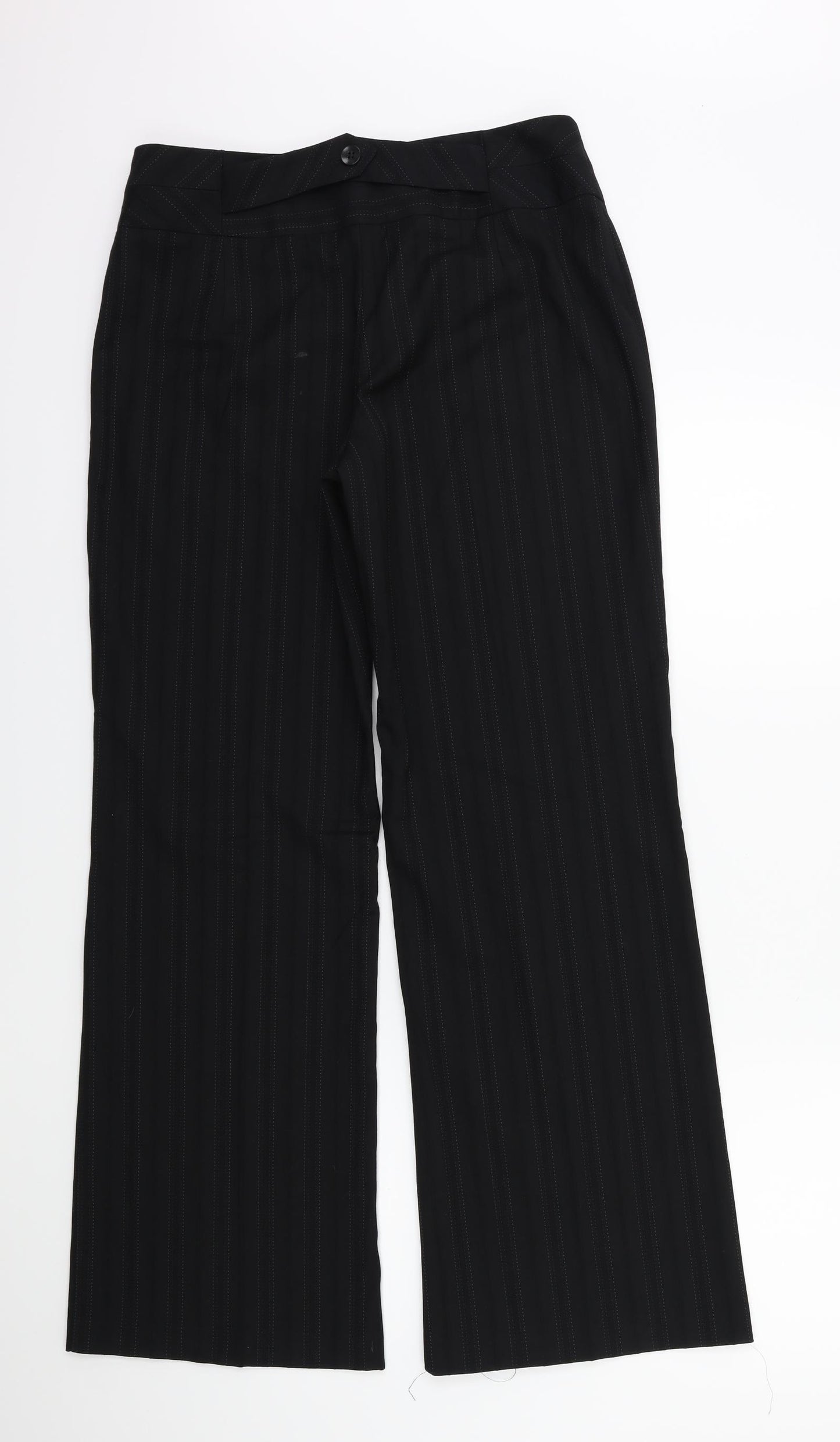 NEXT Womens Black Striped  Trousers  Size 12 L30 in