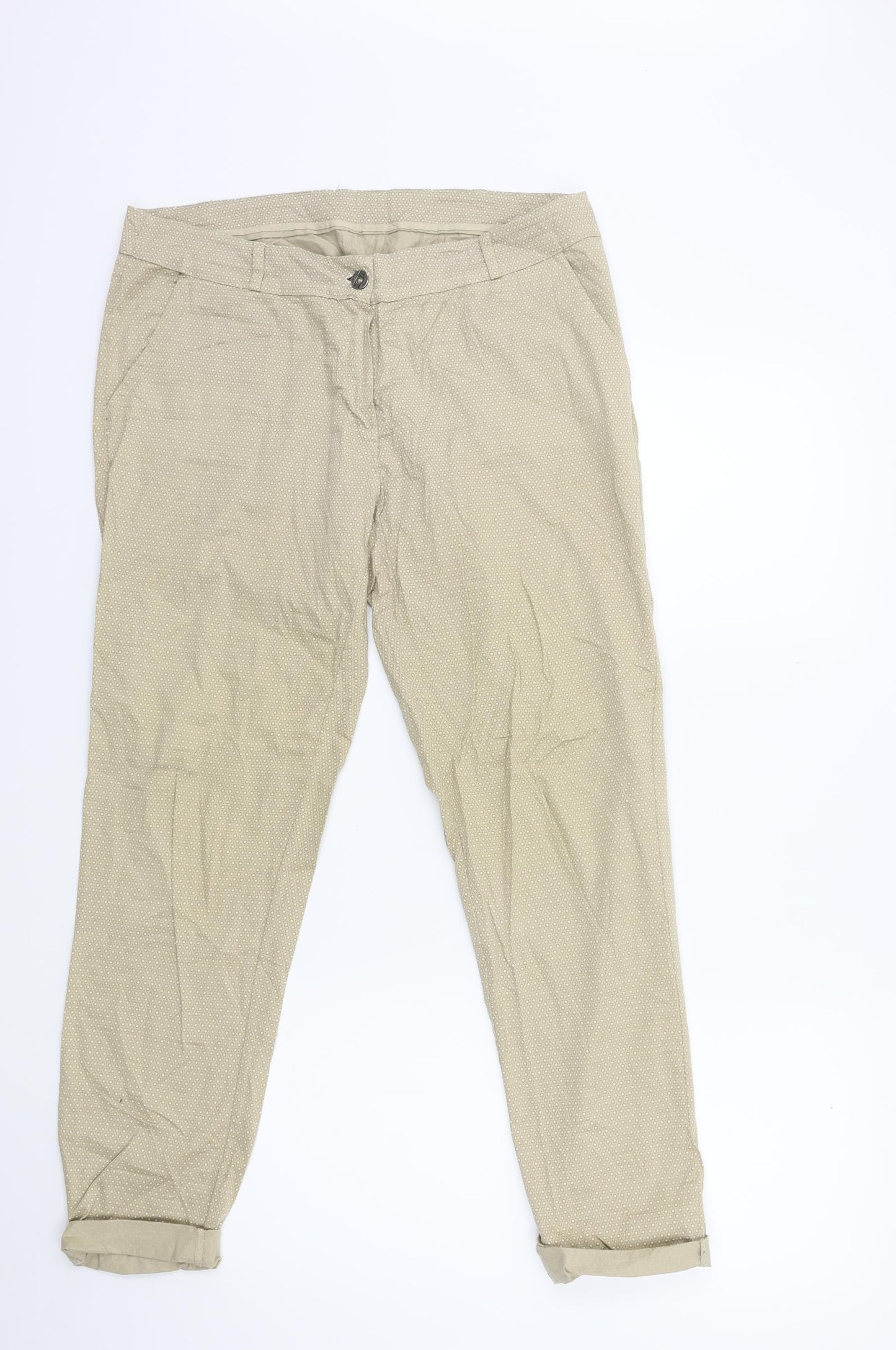 Preworn Womens Beige Geometric  Trousers  Size 32 in L28 in