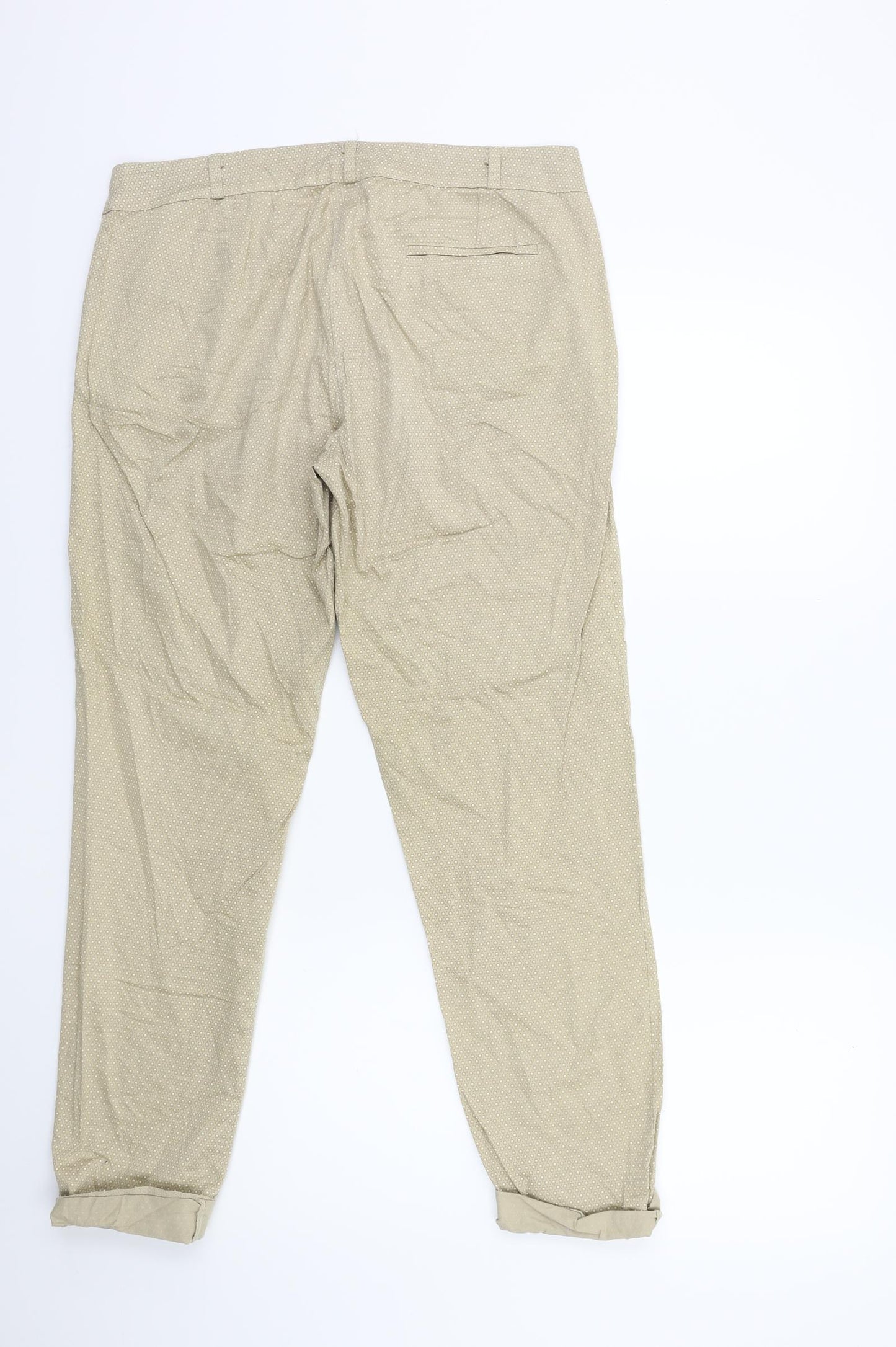 Preworn Womens Beige Geometric  Trousers  Size 32 in L28 in