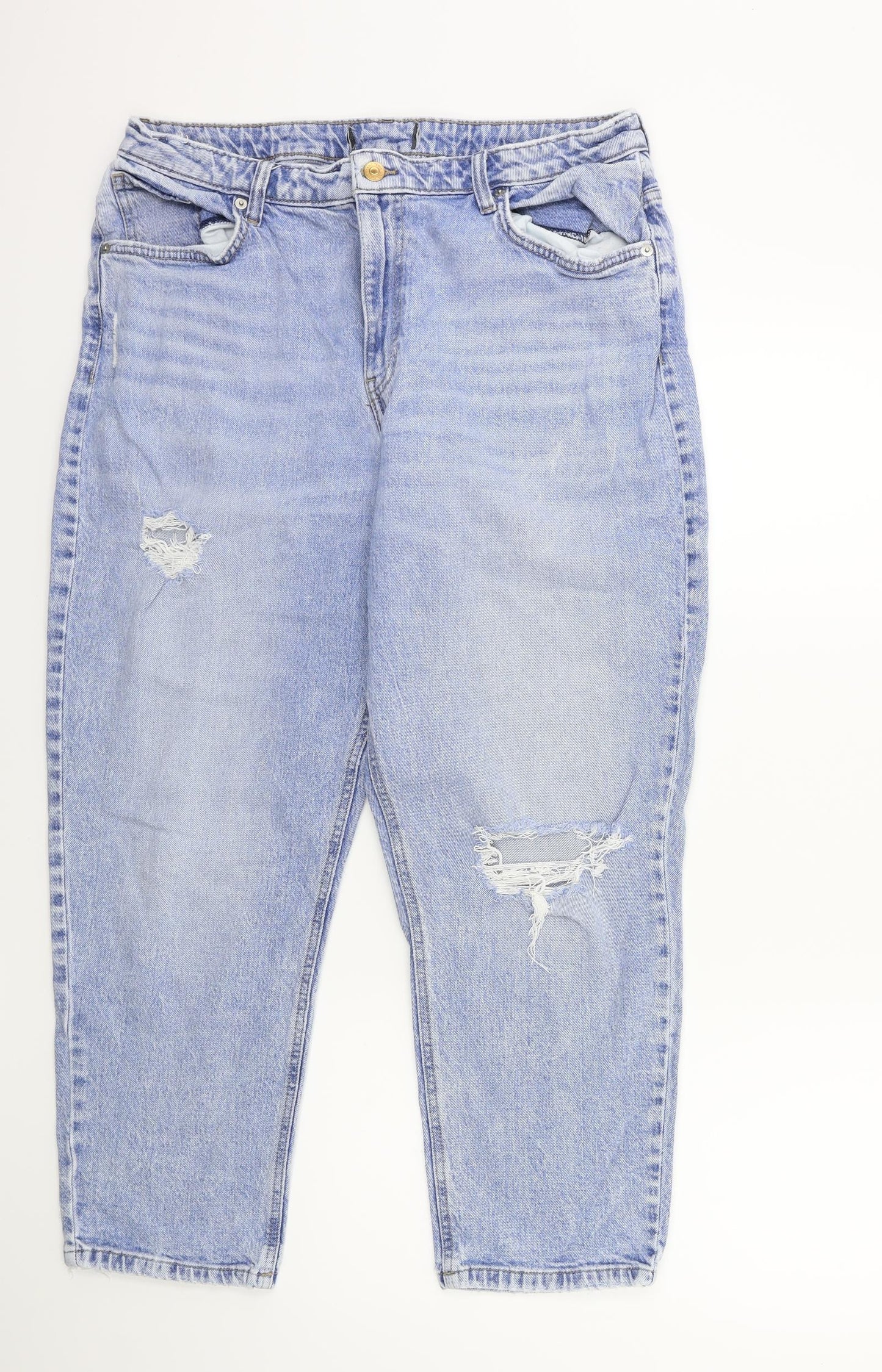 New Look Womens Blue  Denim Mom Jeans Size 16 L26 in