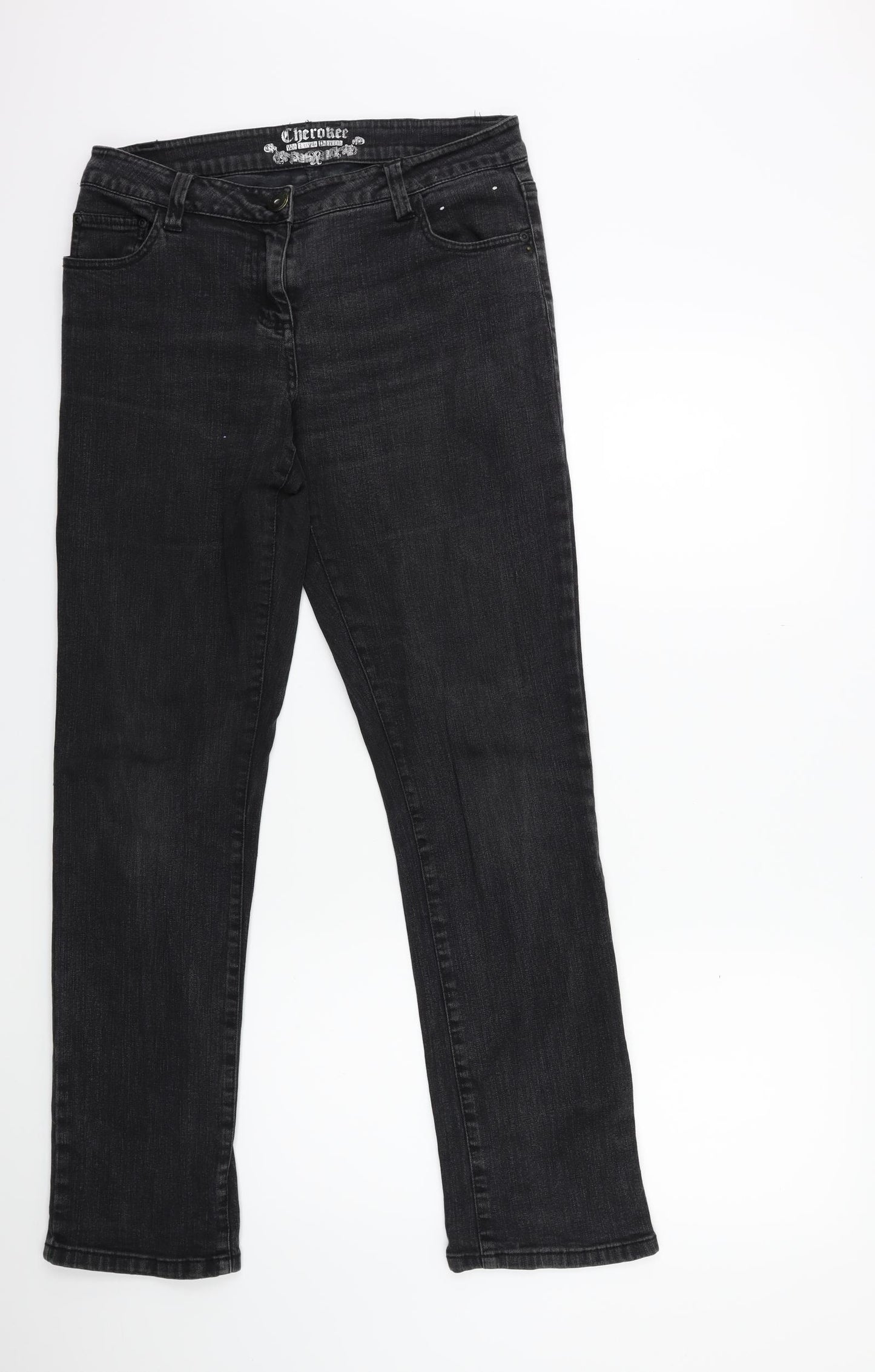 Cherokee Womens Black  Denim Straight Jeans Size 12 L30 in