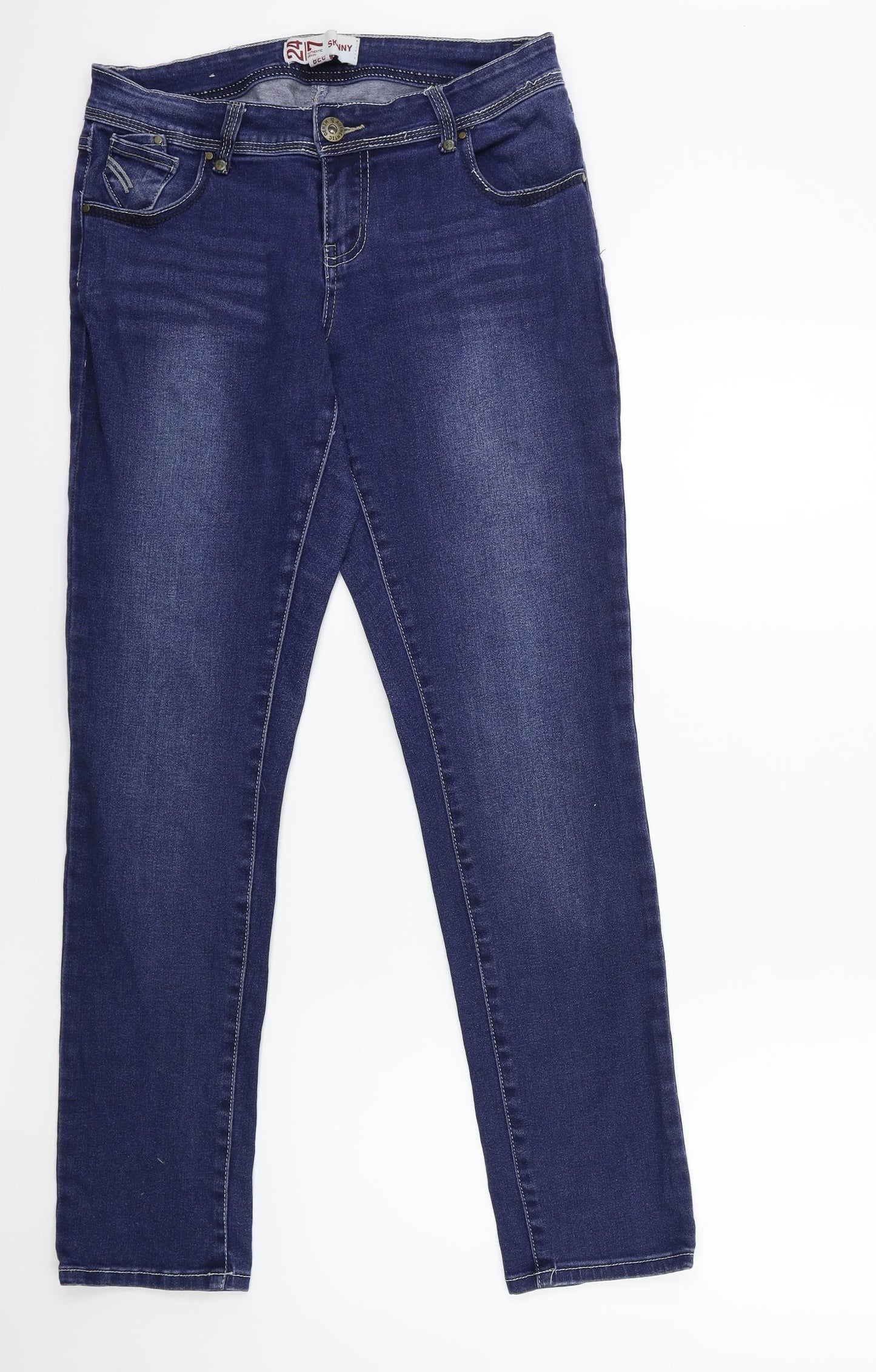 24/7 Authentic Denim Womens Blue  Denim Straight Jeans Size 12 L29 in