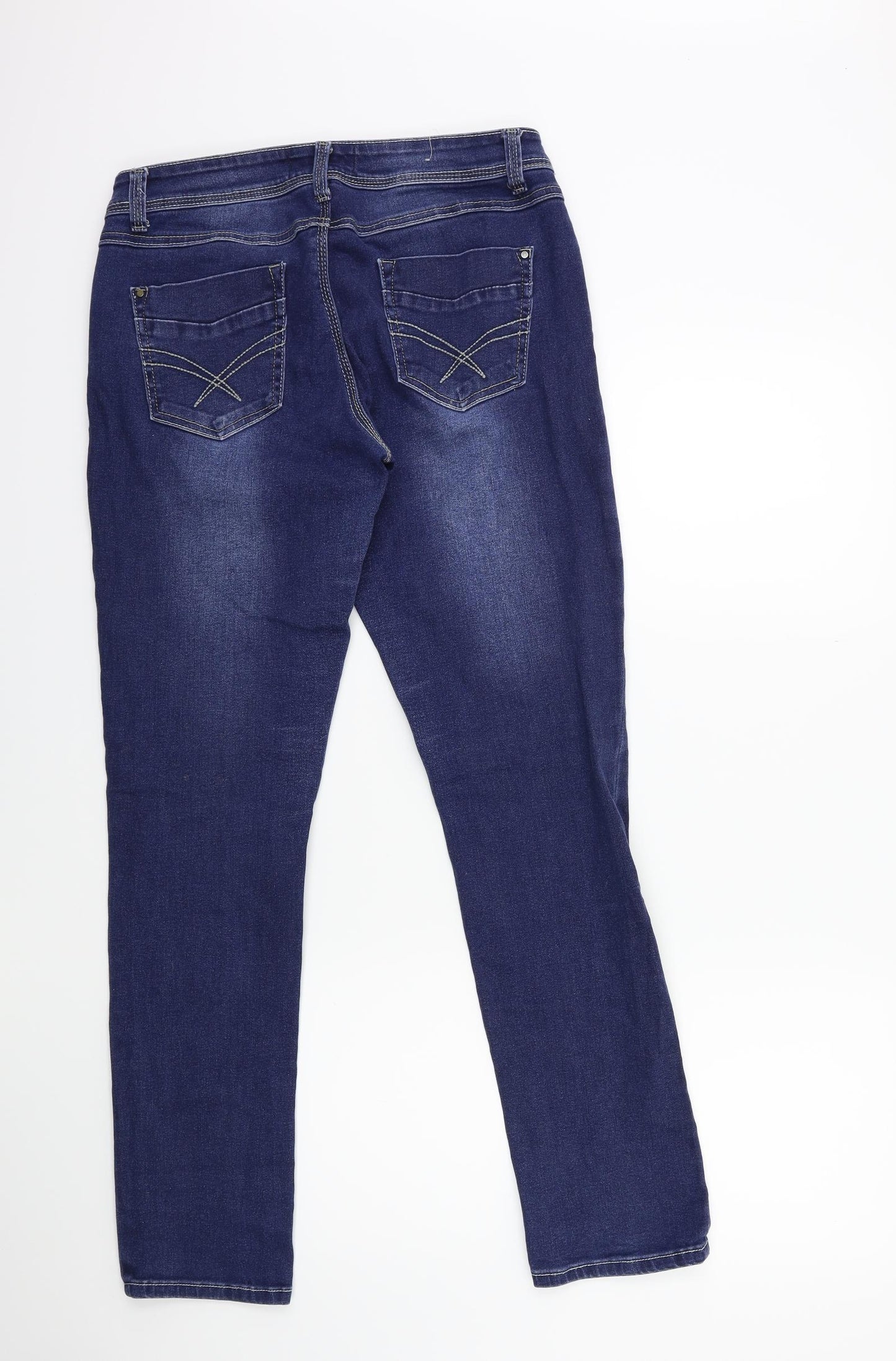 24/7 Authentic Denim Womens Blue  Denim Straight Jeans Size 12 L29 in