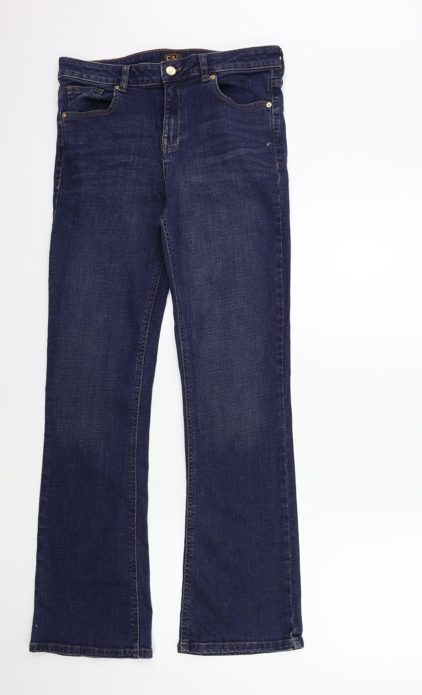 F&F Womens Blue  Denim Flared Jeans Size 12 L29 in