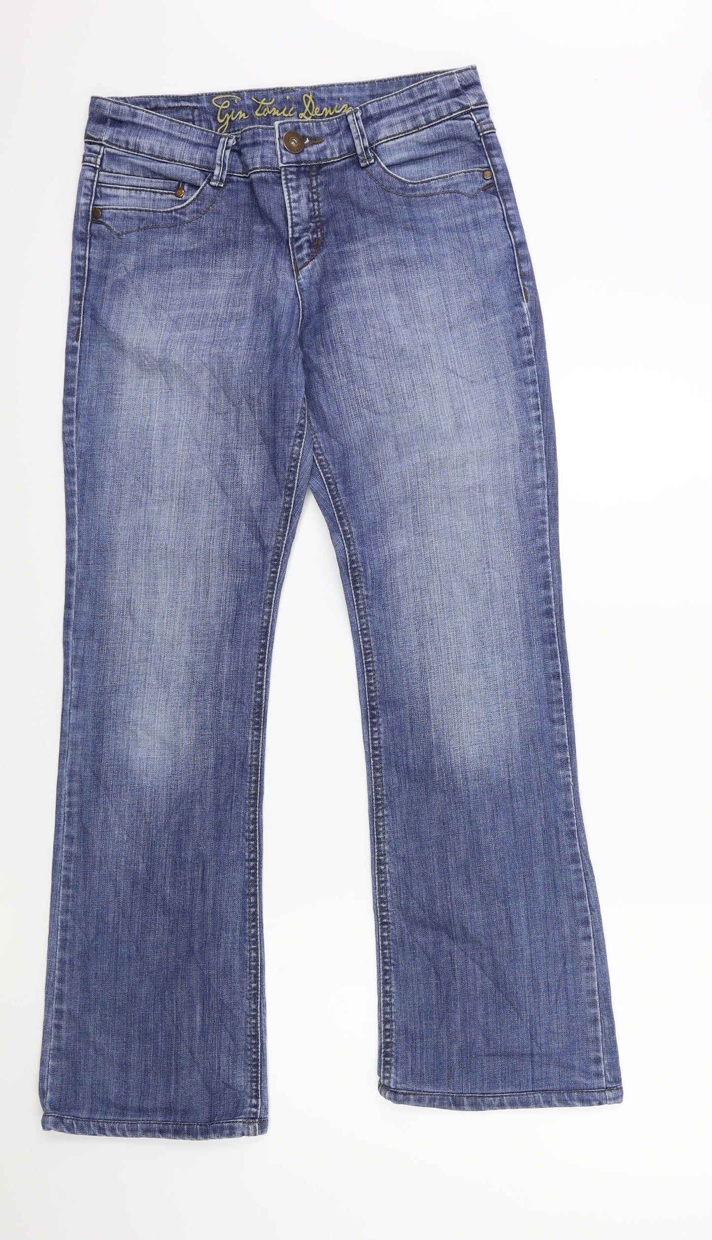GIN TONIC Womens Blue  Denim Flared Jeans Size 38 in L32 in